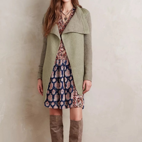 ANTHROPOLOGIE LA FEE VERTE DRAPED BOUCLE CARDIGAN - Picture 1 of 15
